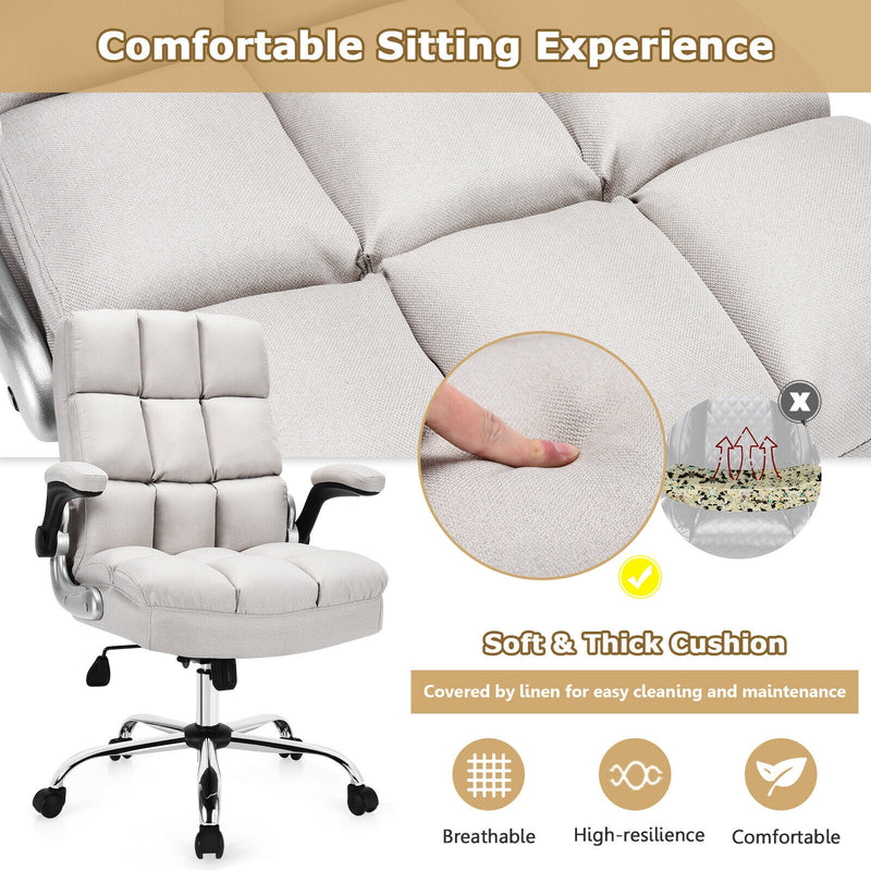 Adjustable Swivel Office Chair with High Back and Flip-up Arm