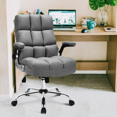 Adjustable Swivel Office Chair with High Back and Flip-up Arm