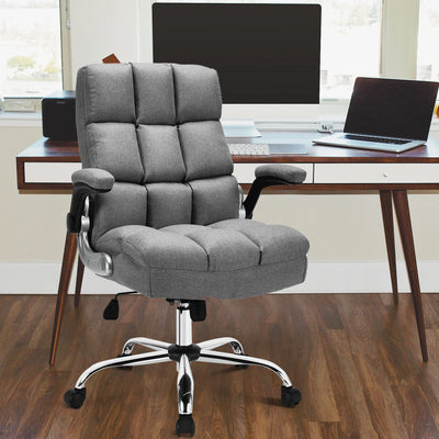 Adjustable Swivel Office Chair with High Back and Flip-up Arm