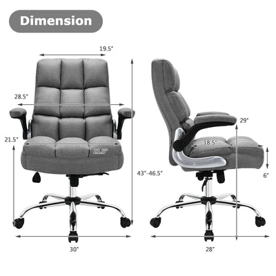 Adjustable Swivel Office Chair with High Back and Flip-up Arm