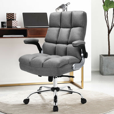 Adjustable Swivel Office Chair with High Back and Flip-up Arm