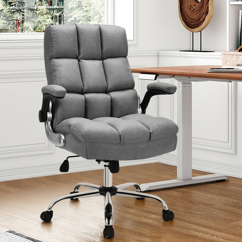 Adjustable Swivel Office Chair with High Back and Flip-up Arm