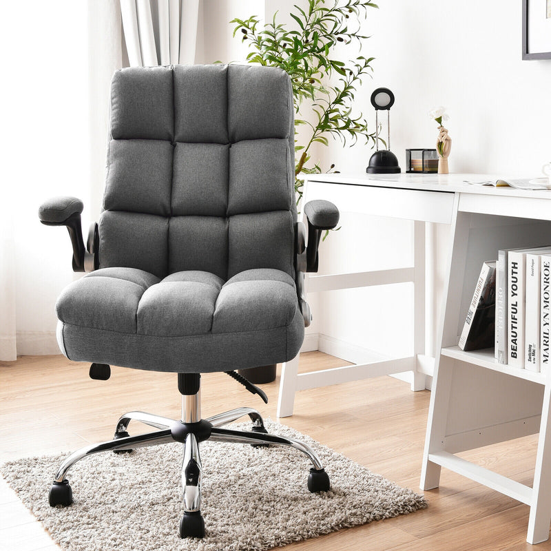 Adjustable Swivel Office Chair with High Back and Flip-up Arm