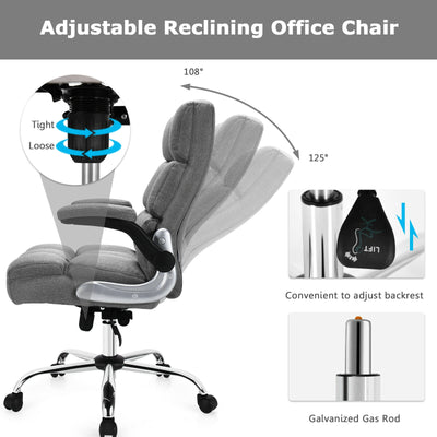 Adjustable Swivel Office Chair with High Back and Flip-up Arm