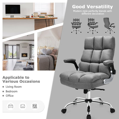 Adjustable Swivel Office Chair with High Back and Flip-up Arm