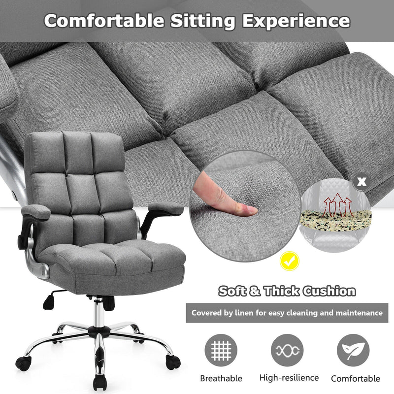 Adjustable Swivel Office Chair with High Back and Flip-up Arm