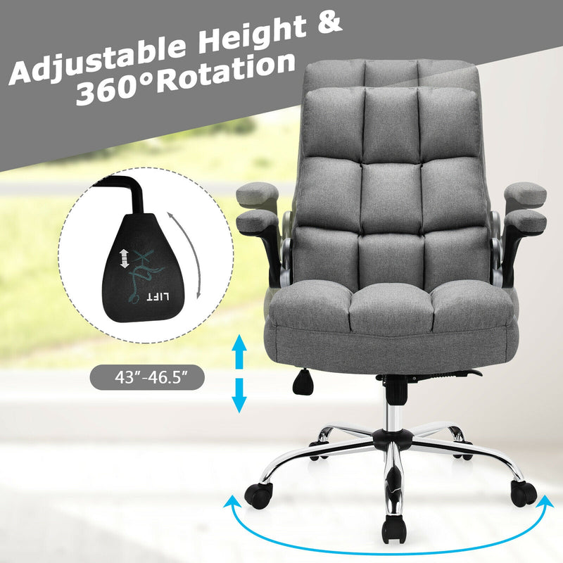 Adjustable Swivel Office Chair with High Back and Flip-up Arm