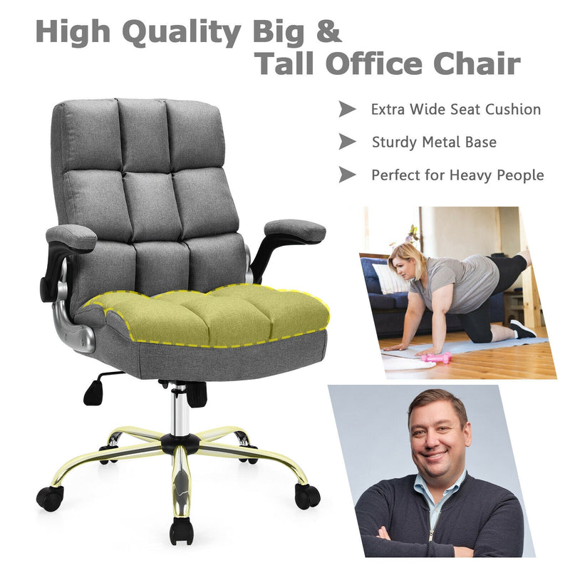 Adjustable Swivel Office Chair with High Back and Flip-up Arm