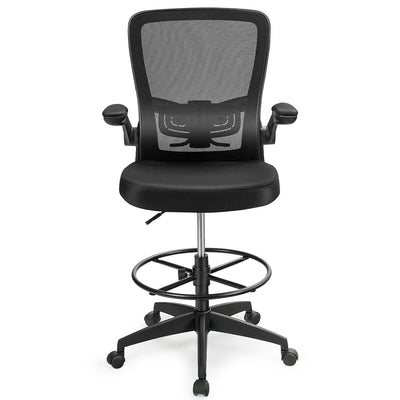 Height Adjustable Drafting Chair with Lumbar Support Flip Up Arms