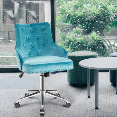 Tufted Upholstered Swivel Computer Desk Chair