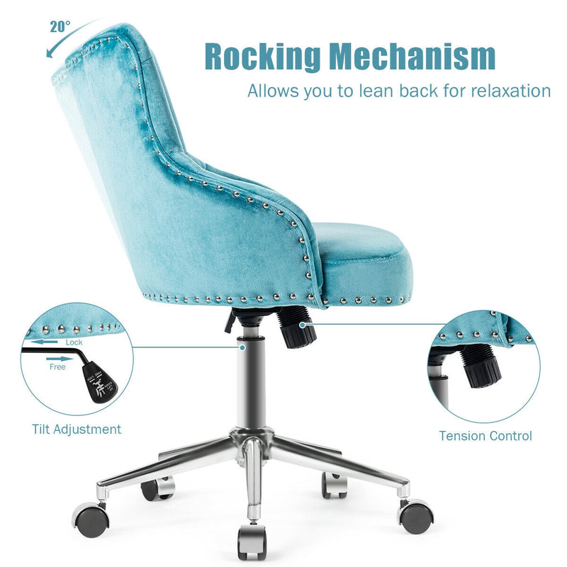 Tufted Upholstered Swivel Computer Desk Chair