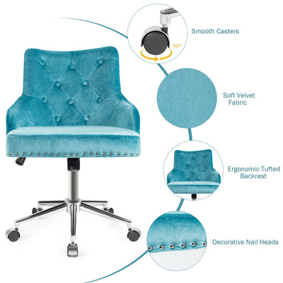 Tufted Upholstered Swivel Computer Desk Chair