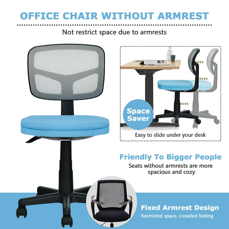 Armless Computer Chair with Height Adjustment and Breathable Mesh