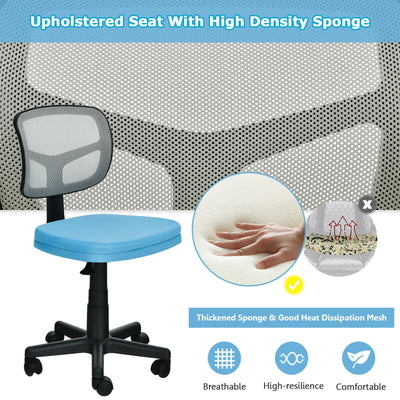 Armless Computer Chair with Height Adjustment and Breathable Mesh