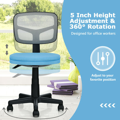 Armless Computer Chair with Height Adjustment and Breathable Mesh