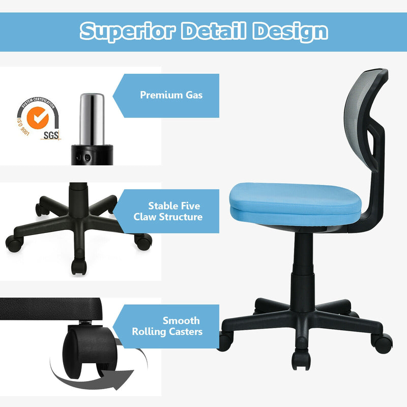 Armless Computer Chair with Height Adjustment and Breathable Mesh