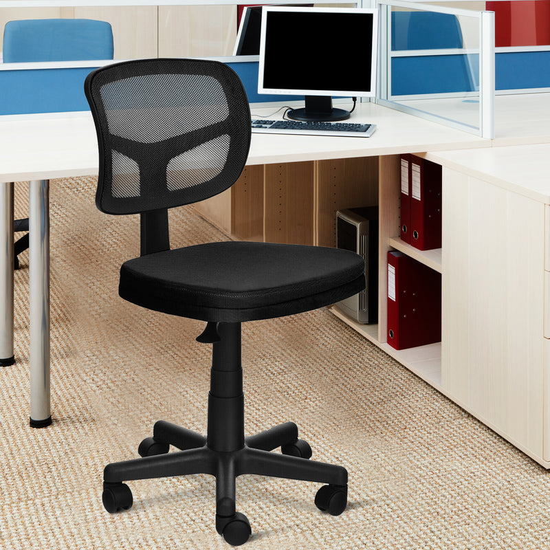 Armless Computer Chair with Height Adjustment and Breathable Mesh