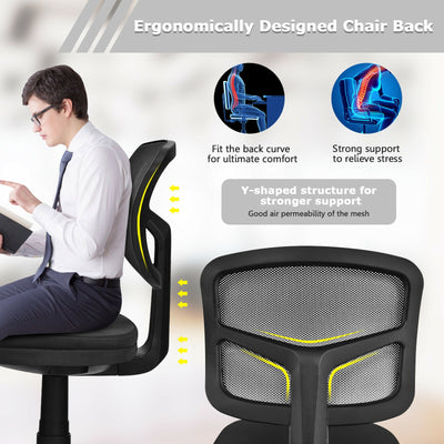 Armless Computer Chair with Height Adjustment and Breathable Mesh