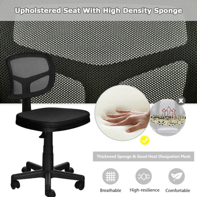 Armless Computer Chair with Height Adjustment and Breathable Mesh