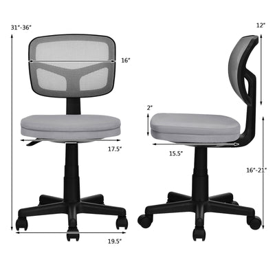 Armless Computer Chair with Height Adjustment and Breathable Mesh