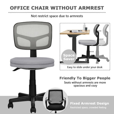 Armless Computer Chair with Height Adjustment and Breathable Mesh