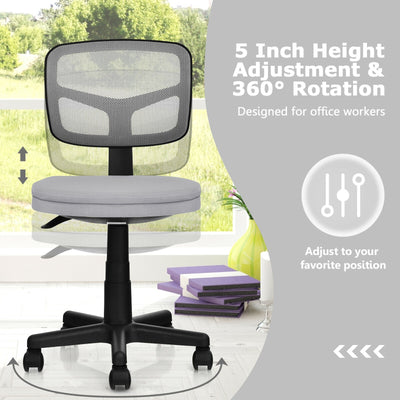 Armless Computer Chair with Height Adjustment and Breathable Mesh