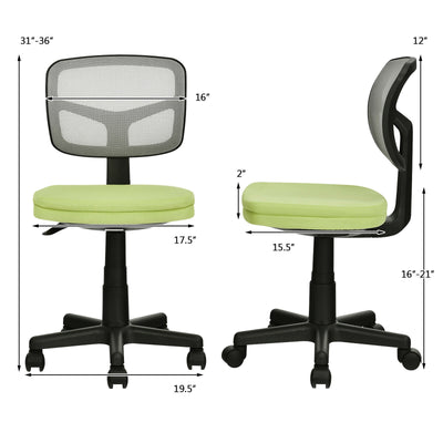 Armless Computer Chair with Height Adjustment and Breathable Mesh