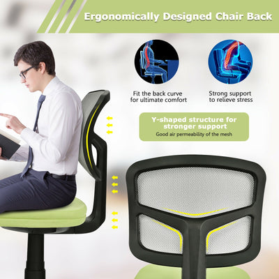 Armless Computer Chair with Height Adjustment and Breathable Mesh