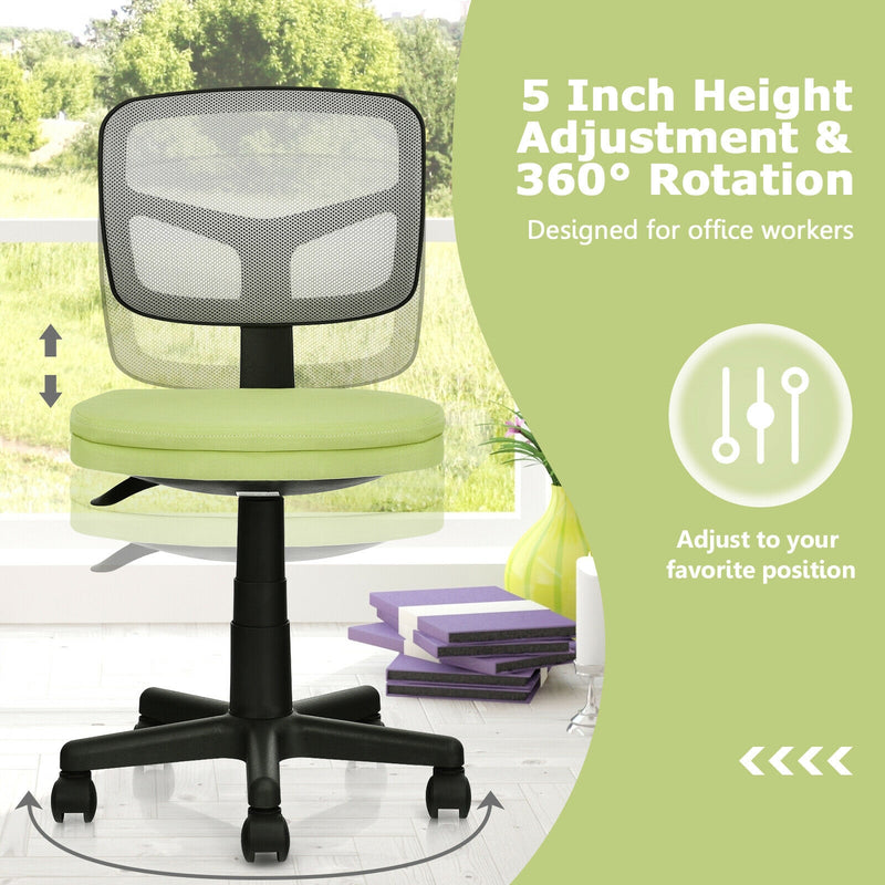 Armless Computer Chair with Height Adjustment and Breathable Mesh