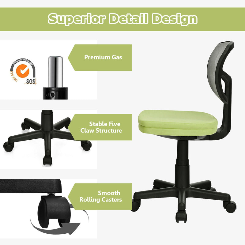 Armless Computer Chair with Height Adjustment and Breathable Mesh