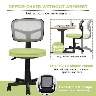 Armless Computer Chair with Height Adjustment and Breathable Mesh