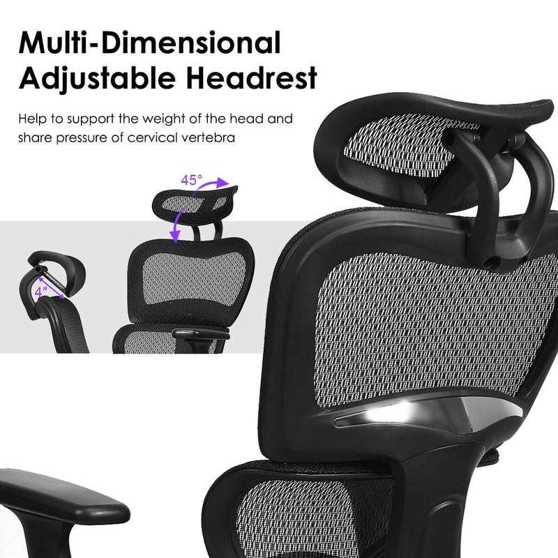 Mesh Office Chair Recliner Adjustable Headrest