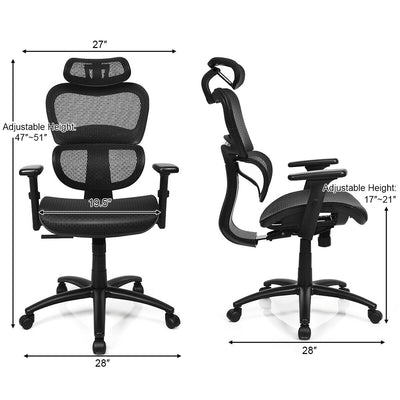 Mesh Office Chair Recliner Adjustable Headrest