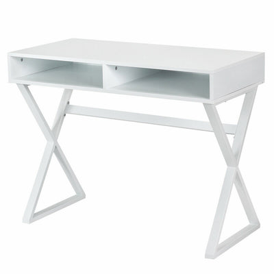 Vanity Table with Two Open Storage and X-shaped Legs