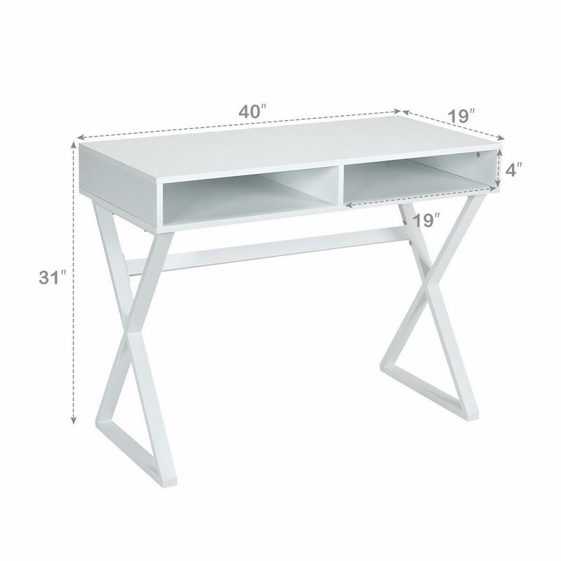 Vanity Table with Two Open Storage and X-shaped Legs