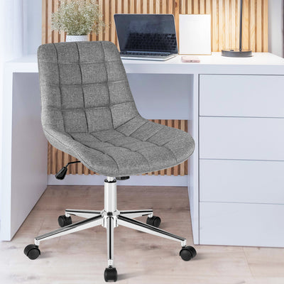 Fabric Adjustable Mid-Back Armless Office Swivel Chair