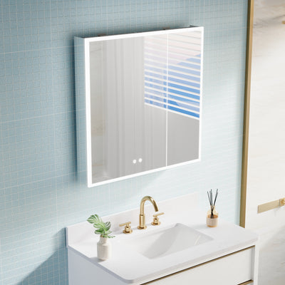 30"x30" LED Bathroom Medicine Cabinet with Lights, Medicine Cabinet with Mirror, Defogger, Dimmer, Memory Function, Anodized Aluminum