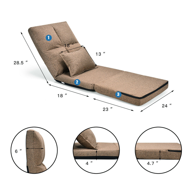 Fold Down Flip Convertible Sleeper Couch with Pillow