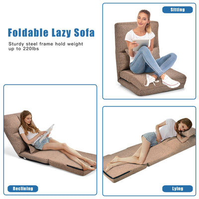 Fold Down Flip Convertible Sleeper Couch with Pillow