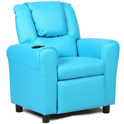 Children PU Leather Recliner Chair with Front Footrest