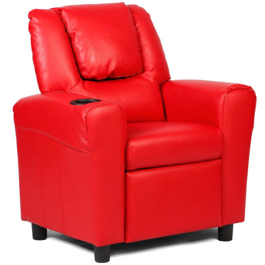 Children PU Leather Recliner Chair with Front Footrest