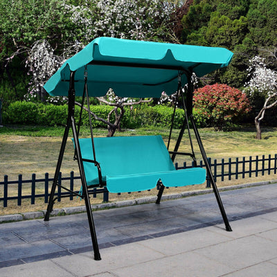 2 Person Weather Resistant Canopy Swing for Porch Garden Backyard Lawn