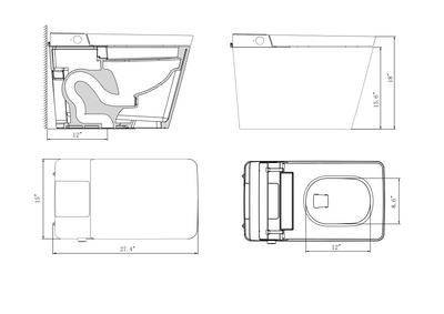 High Tech Toilet Size