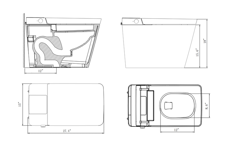 High Tech Toilet Size