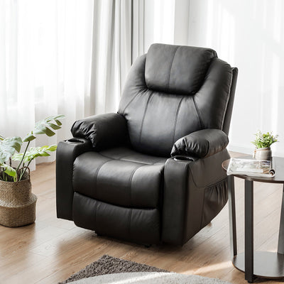 Electric Recliner Chair Massage Sofa Leather w/ USB Charge Port