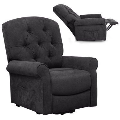 Power Lift Recliner Chair Sofa for Elderly w/ Side Pocket & Remote Control Brown