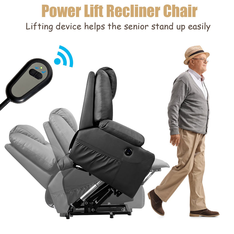 Electric Recliner Chair Massage Sofa Leather w/ USB Charge Port