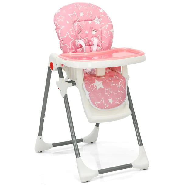 Folding Baby High Chair Dining Chair w/ 6-Level Height Adjustment Beige