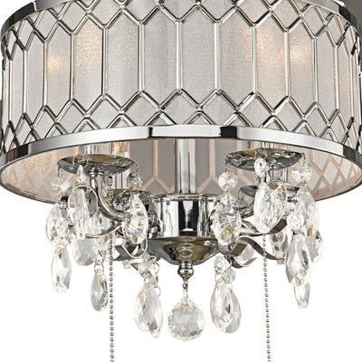 52 Inch Crystal Ceiling Fan Lamp with 5 Reversible Blades