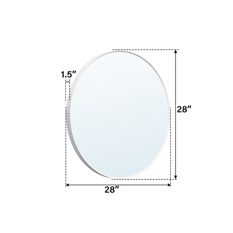 28 in. W x 28 in. H White Modern Bathroom Mirror Round Framed Aluminum Wall Mirror